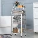 5-Tier Free Standing Towel Racks for Bathroom, Floor Towels Holder Stand, Metal Pool Towel Storage Organizer for Home, Poolside, Ideal for Bathroom, Kitchen, Laundry, Storage, Organization, White