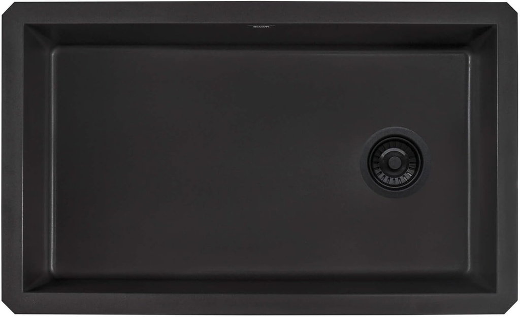 Ruvati 32 x 19 inch epiGranite Undermount Granite Composite Quartz Single Bowl Kitchen Sink - Midnight Black - RVG2033BK