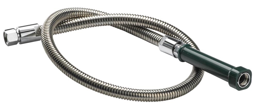 Krowne 21-133L Royal Series 44" Pre-Rinse Hose, Flexible Reinforced Stainless Steel with Grip, Low Lead Compliant, Durable Corrugated Exterior, Universal Fit for Krowne & Most Brands with Adapter