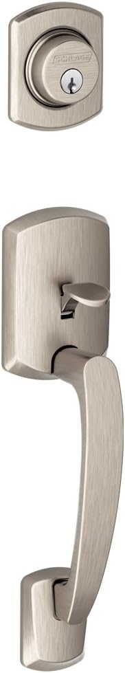 Schlage F58 GRW 619 Greenwich Exterior Half of Handleset Lever, Satin Nickel (Exterior Half Only)