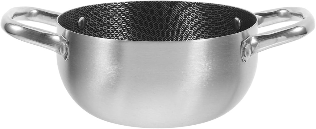 Alipis Binocular Non-stick Pan Honey Nonstick Pot Pots Cookware Induction Stew Pot Stock Pot with Lid Coating Kitchen Cooking Pot Hotpot Soup Pot Hot Pot Frying Pot Silver Stainless Steel