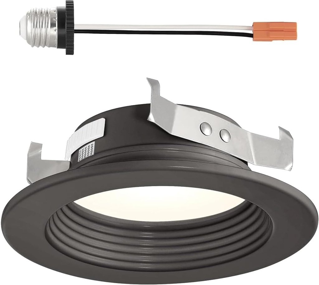 DESIGNERS FOUNTAIN LED Recessed Ceiling Light, 4 Inch 5CCT Downlight Metal Lighting Fixture, Dimmable, 1000 Lumens, 2700K/3000K/3500K/4000K/5000K, Bronze Baffle Retrofit Trim, EVL40893T50BZ