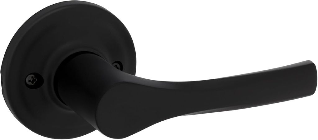 Kwikset Henley Dummy Door Handle, Single Sided Lever for Closets, French Double Doors, and Pantry, Matte Black Non-Turning Reversible Interior Push/Pull Lever, with Microban Protection (Pack of 10)