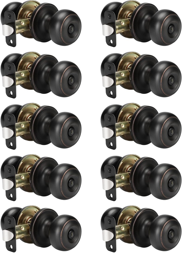 Haidms 10 Pack Oil Rubbed Bronze Door Knobs Interior, Bronze Privacy Interior Door Knobs for Bedroom or Bathroom Classic Round Doorknobs Hardware