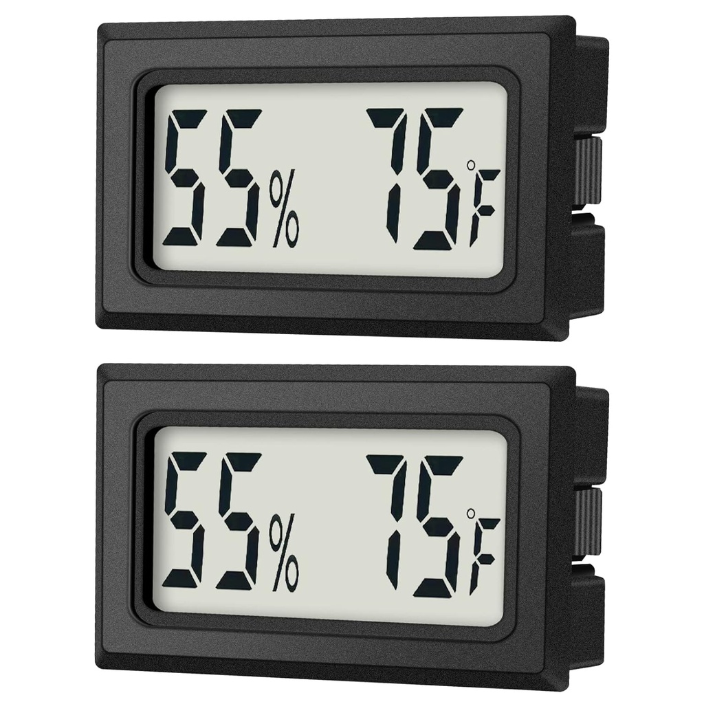 Mini Digital Thermometer 2-Pack Hygrometer Indoor Humidity Monitor Temperature Humidity Gauge Meter with Fahrenheit (℉) for Humidors, Greenhouse, Garden, Cellar, Closet Etc by DWEPTU