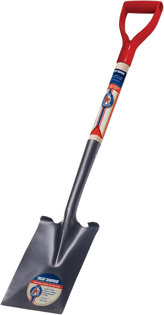 Ames True Temper 1551800 Classic Square Point Shovel with 30-Inch D-Grip Wood Handle