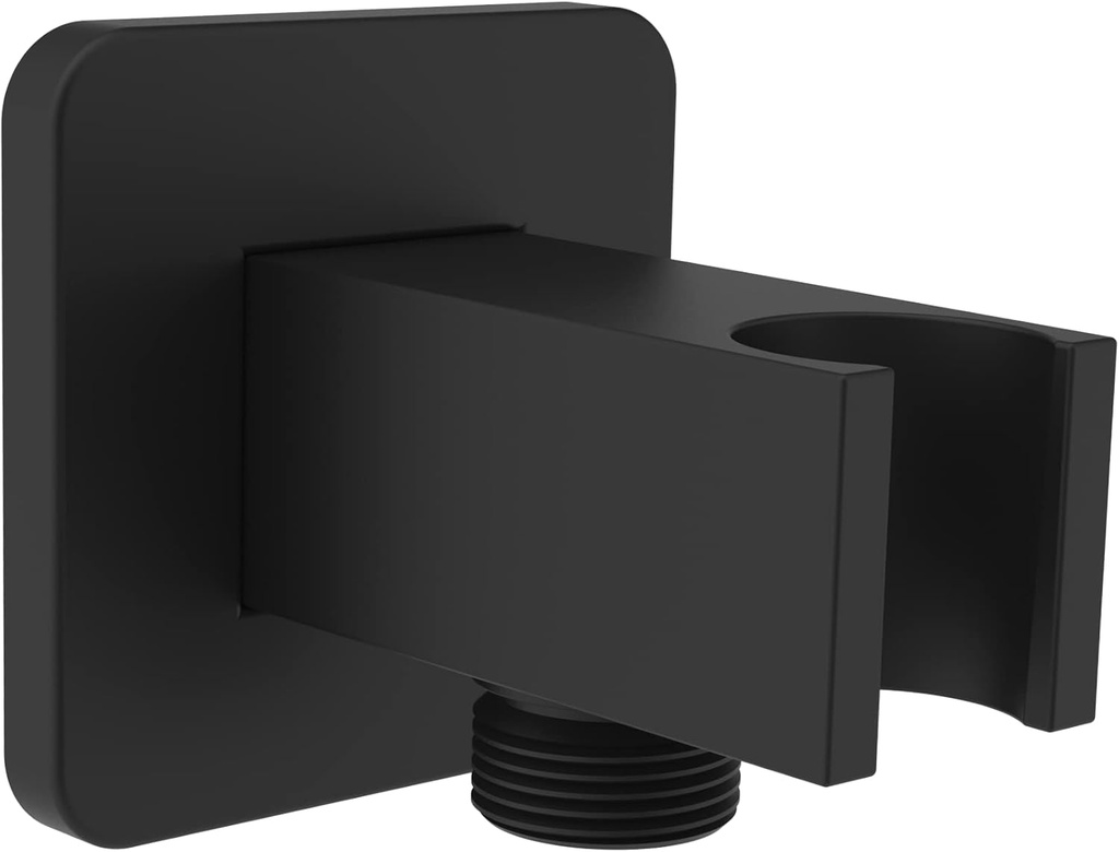 Aquaiaw Brass Wall Supply Elbow with Flange, Matte Black Electroplate, 1/2 NPT Female Inlet Tapered