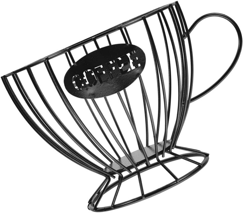 Hemoton Coffee Storage Basket Versatile Organizer for Home Iron Display Rack for Coffee Capsules Fruits Snacks Elegant Design for Kitchen Counter