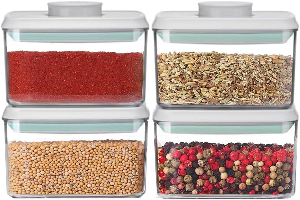 Airtight Food Storage Container Pop Containers With Lids, Bpa Free for Spaghetti Cereal Flour Rice Kitchen Organizer (500ml / 0.5qt *4)
