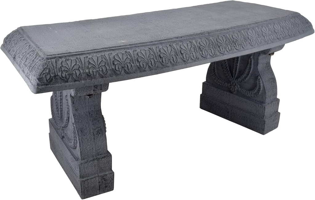Arcadia Garden Products BE02 Fiberclay Garden, Outdoor Bench, Patio Seating for Front Porch Park Outside Furniture Decor, Gray
