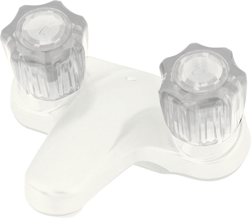 Empire Faucets U-YJW77W 4" Non-Metallic Lavatory Faucet with Crystal or Smoked Handles - White