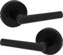 Kwikset Milan Interior Privacy Door Handle with Lock, Door Lever For Bathroom and Bedroom, Matte Black Reversible Keyless Push Button Lock Door Lever