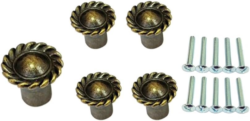 QCAA Mini-Decorative Knob, 3/4", for Cabinet, Drawers, Craft Porject, Antique Brass, 5 Pack, Made in Taiwan