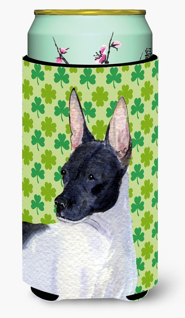 Caroline's Treasures SS4411TBC Rat Terrier St. Patrick's Day Shamrock Portrait Tall Boy Hugger Can Cooler Sleeve Hugger Machine Washable Drink Sleeve Hugger Collapsible Insulator Beverage Insulated Ho