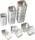 18-Pack Empty Square Silver Metal Tins with Clear Window for Candle Making, Candies, Gifts & Treasures, Mixed Sizes
