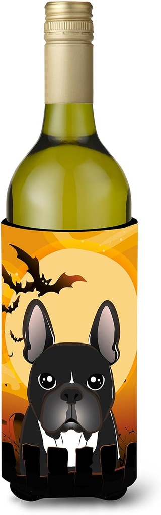 Caroline's Treasures BB1785LITERK Halloween French Bulldog Wine Bottle Hugger Bottle Cooler Sleeve Hugger Machine Washable Collapsible Insulator Beverage Insulated Holder