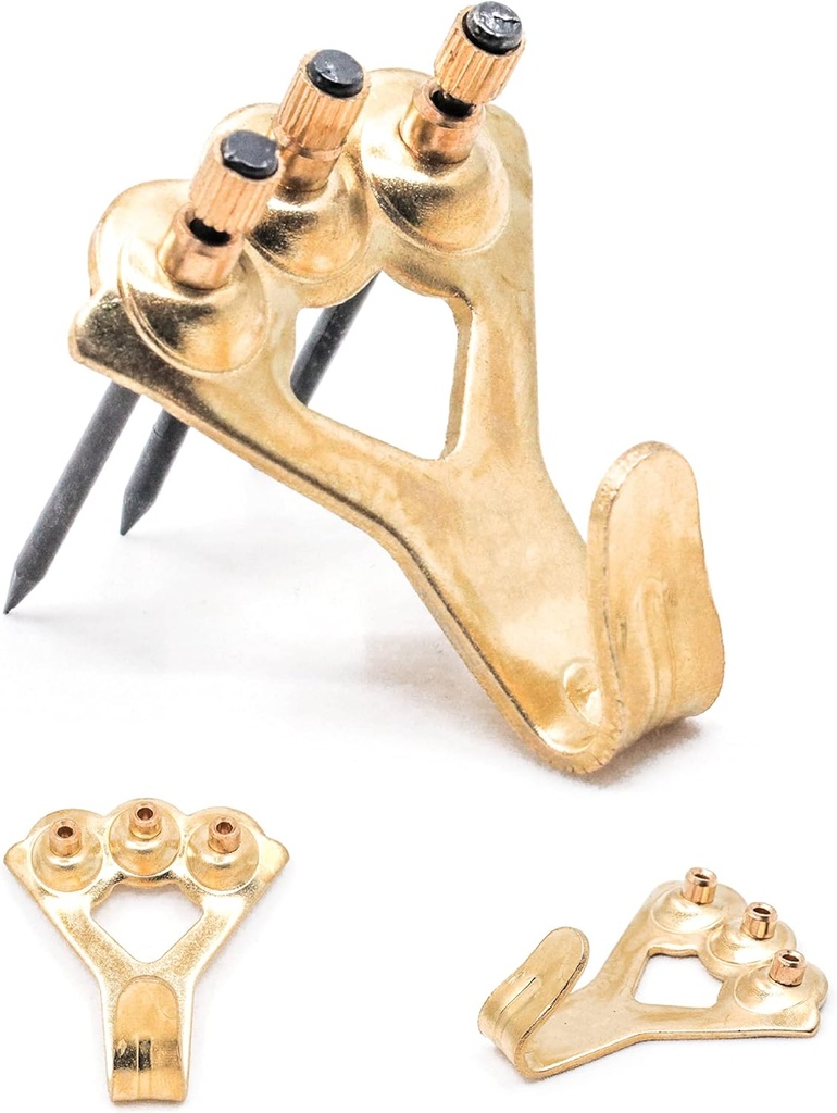 100 lb Picture Hangers, 10 Pack with Nails - Picture Hanging Hooks, Picture Hanging Hardware, Frame Hooks or Hangers, Heavy Duty Picture Hangers, Mirror Hanger - for Drywall and Plaster