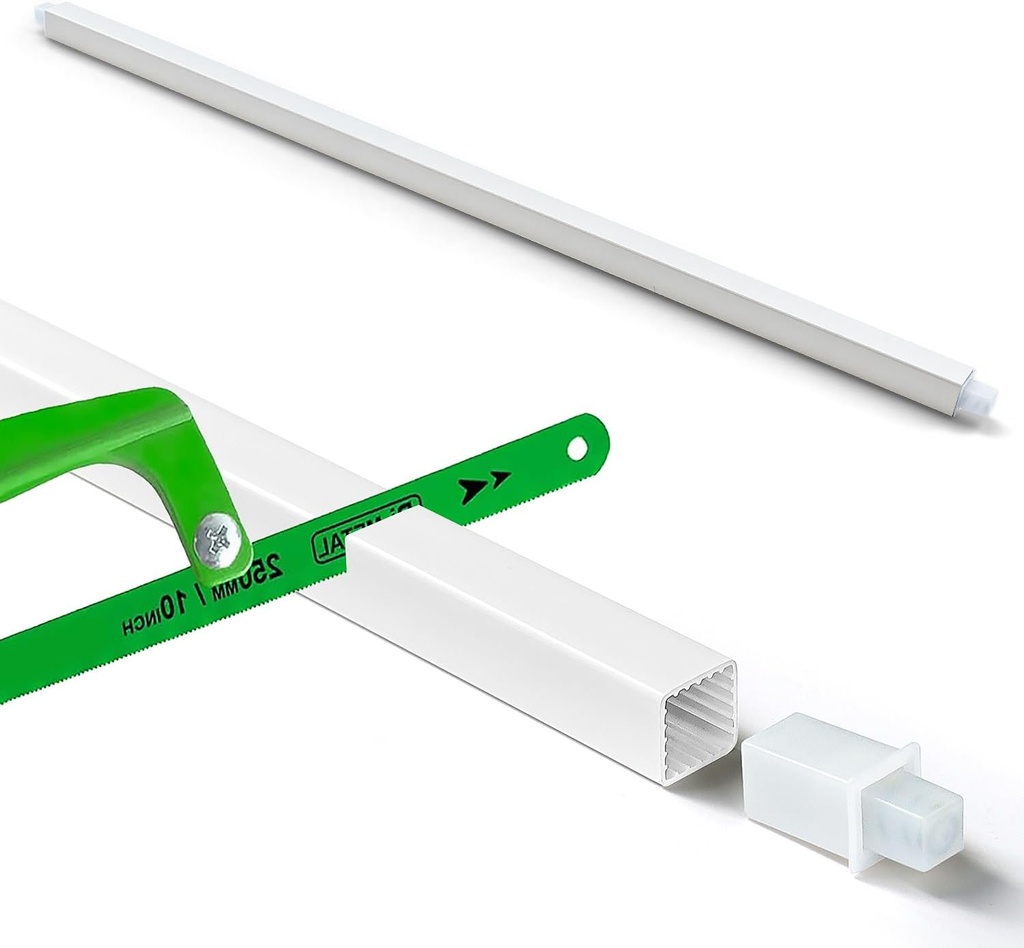 24 Inch Adjustable Spring Loaded Towel Bar Replacement Rod for Ceramic Holder with Square Slot - Wall Mount, Durable Plastic, White, for Bathroom & Kitchen Towel Storage, Easy Installation