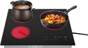 3 Burners Electric Cooktop 23 Inch Portable Electric Stove Cooktop with LED Display 110V 2600W 9 Power Levels with Kid Safety Lock Sensor Touch Control for Kitchens Cabins Restaurants Etc (No Plug)
