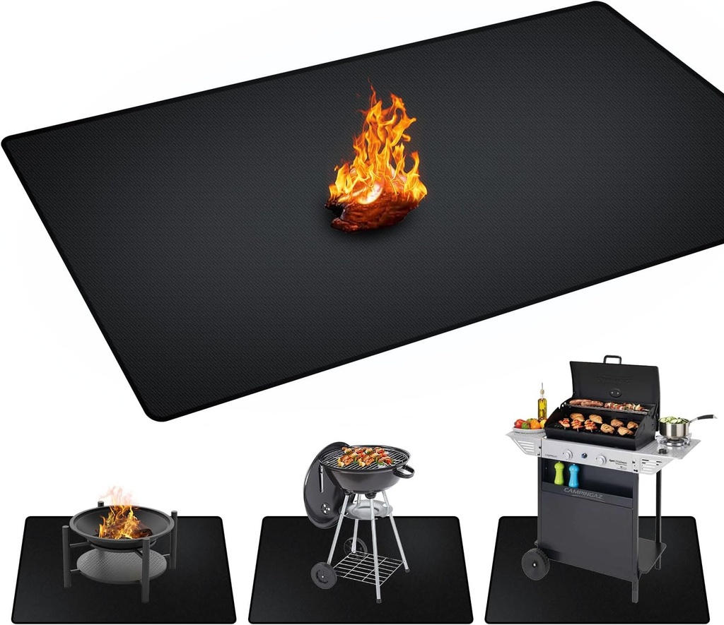 48 x 30 inch Under Grill Mats for Outdoor Grill, Double-Sided Fireproof, Oil and Waterproof Protective Mat for Grass and Deck, Outerdoor BBQ Fire Pit Fireplace Mat