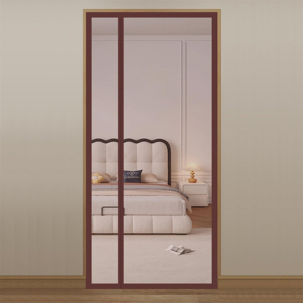 Liveinu Side Opening Magnetic Screen Door, Hands Free Mesh Partition, Reversible Left Right Side Opening Door Screen Mesh with Strong Magnet, Door Curtain for Front, Patio, Brown 2, 34“x88“