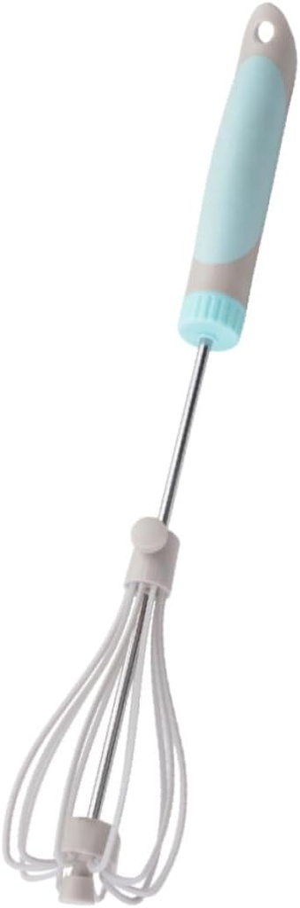 Cabilock Adjustable Manual Egg Beater Whisk Nylon Rotating Hand Mixer for Baking Cooking Ergonomic Comfortable Grip Space Saving Hanging Design Safe