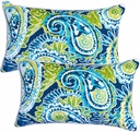 Pack of 2 Patio Lumbar Pillows, 12"x20" Fade Resistant Outdoor Waterproof Lumbar Pillow with Inners, Decorative Garden Lumbar Cushions for Home Patio Terrace Sofa Use