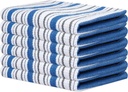 Sweet Needle Kitchen Dish Towels 18 x 28 Inches, 100% Cotton Kitchen Towels, Pack of 6, Basket Weave Dish Cloth with Hanging Loop, Highly Absorbent, Soft, Thick for Kitchen Decor - Azure Blue Stripe