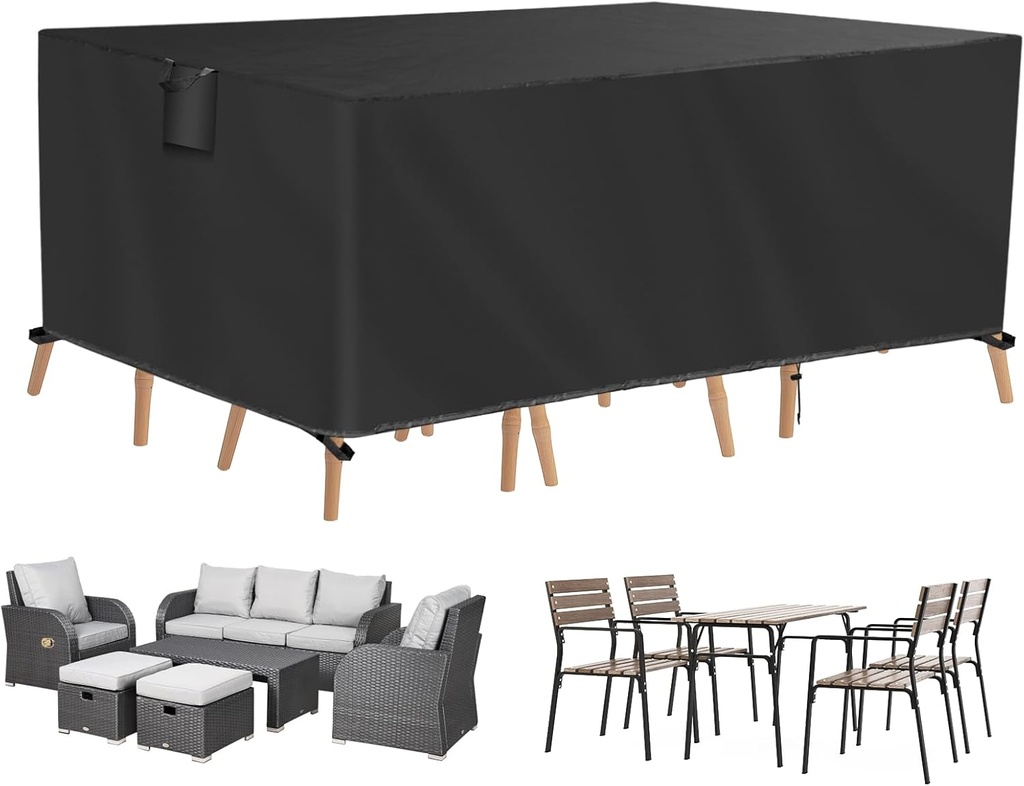 TUOKING Outdoor Furniture Covers Heavy-Duty 420D Waterproof Cover,All-Weather Patio Furniture Protector for Sofa,Chairs & Table-UV-Resistant,Anti-Tear Dustproof Covers (Black, 98.4"L x 79"W x 31.5"H)
