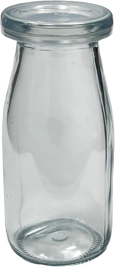 6.76 oz / 200ml Vintage Glass Bottle with Leakproof Clear Lid, Reusable & Eco-Friendly – Ideal for Milk, Juices, Smoothies, Infused Water, BPA-Free Glass Bottle (12-Pack)