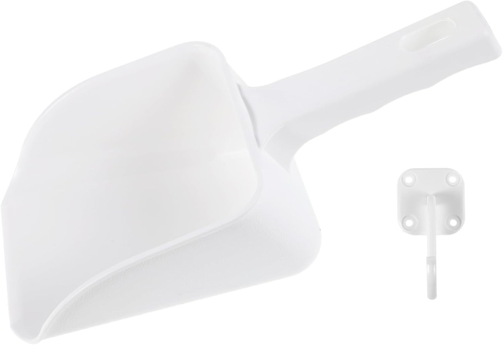 Unomor 2pc Ice Scoop with Holder Sturdy Plastic Ice Scooper for Freezer for Kitchen and Party Use Non-Slip Handle for Cube Removal and Serving Drinks