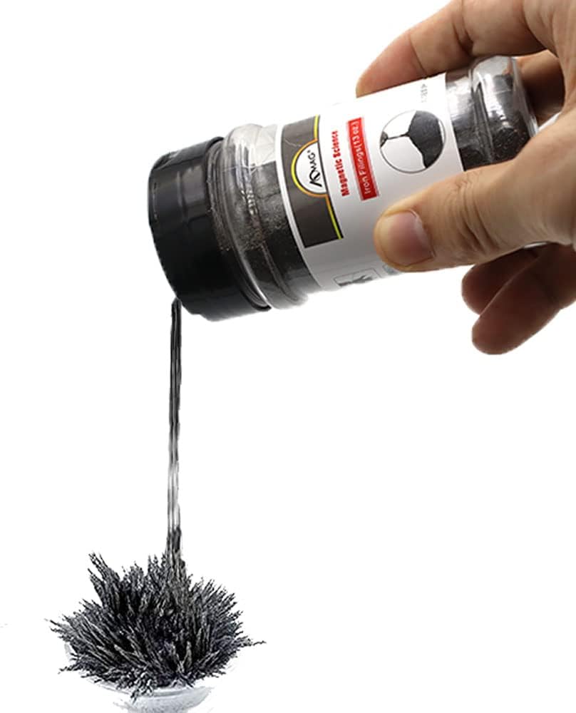 AOMAG Magnetic Iron Powder Filings Sand for Magnet Education, School Projects and Science Experiments Storage Jar (13 Ounces) with Shaker Lid