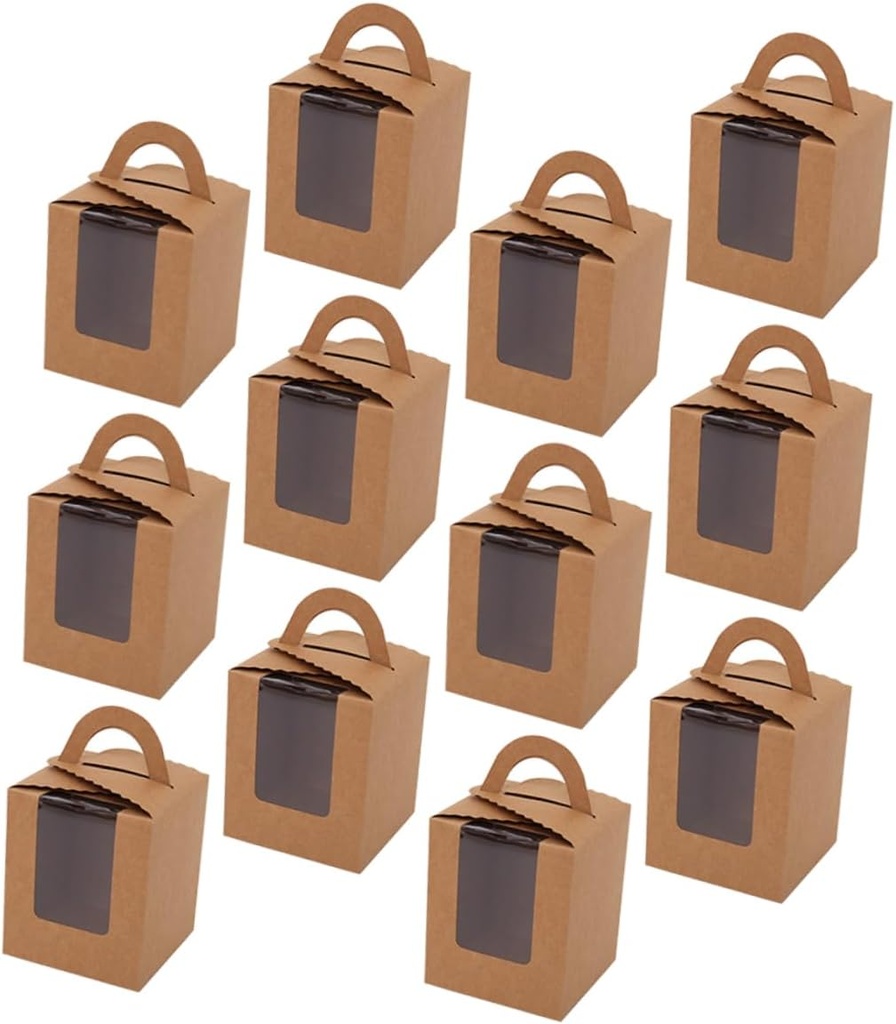 LIFKOME Pack Cupcake Boxes Cake Box with Window Handheld for Bakery Party Wedding