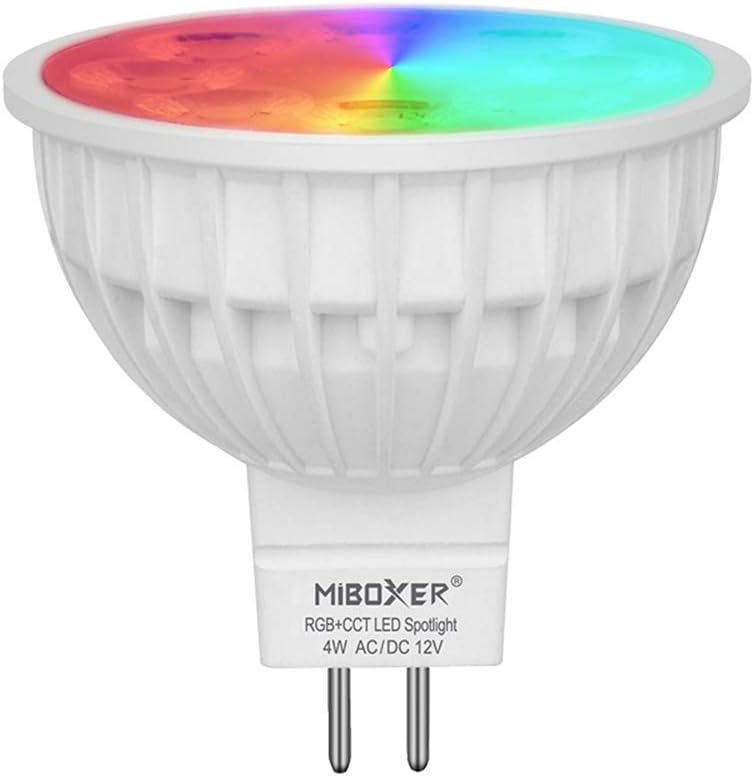 LGIDTECH FUT104 Miboxer 4W MR16 Led 2.4GHz Bulb Spotlight GU5.3 Socket AC/DC 12V RGB+CCT Color and Temperature Changeable Dimmable,But Single Bulb Wouldn't Work.Controller and Hub is Sold Separately