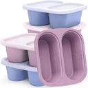 Mossime Silicone Soup Freezer Molds: 1 Cup Silicone Freezer Trays with Lid - 6 Packs Easy Release Soup Freezer Containers - 250ml 125ml Portion Large Cubes for Ice Soup (6, Blue/Purple)