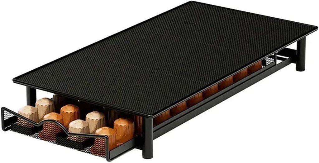 Practical Coffee Capsules Drawer Coffee Pod Holder 40pcs Capsules Organizer Storage Drawer Shelves Home Coffeeware Accessories(Black)