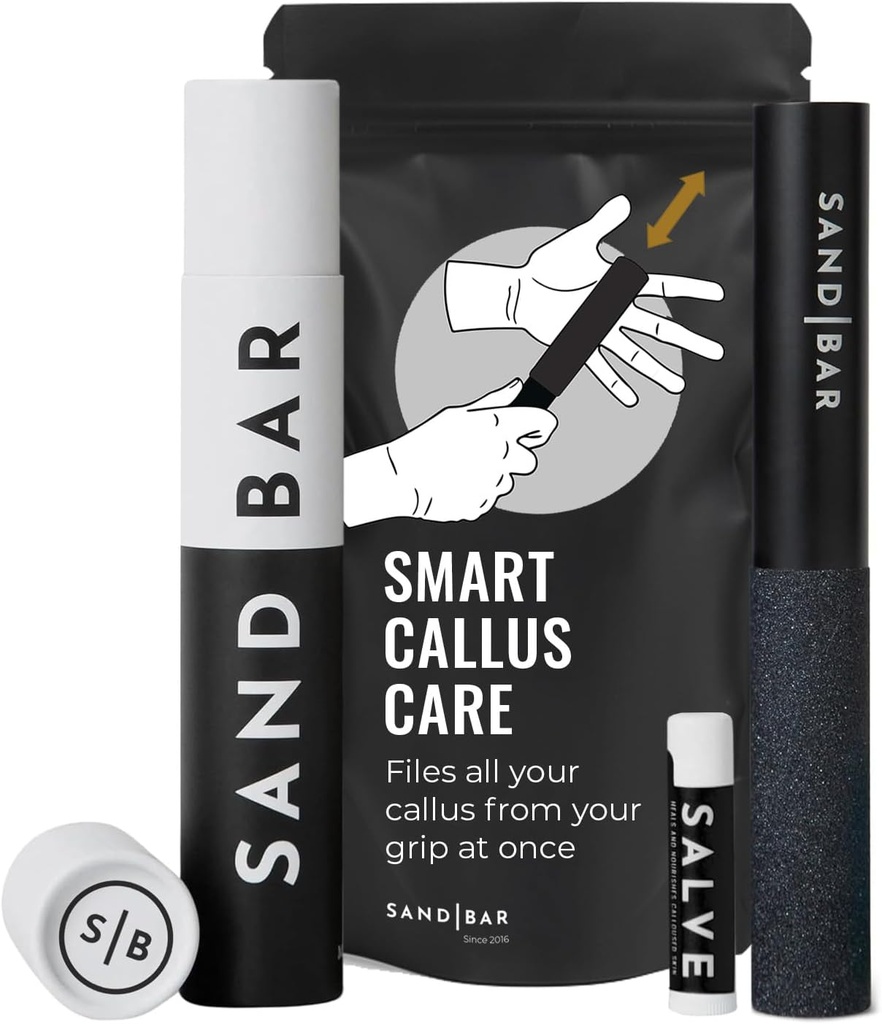 SandBar Callus Remover File for Hands - Durable Aluminum Tool for Callus Care and Dead Skin Removal - Includes Nourishing Salve - Ideal for Athletes, Climbers, and Gym Enthusiasts