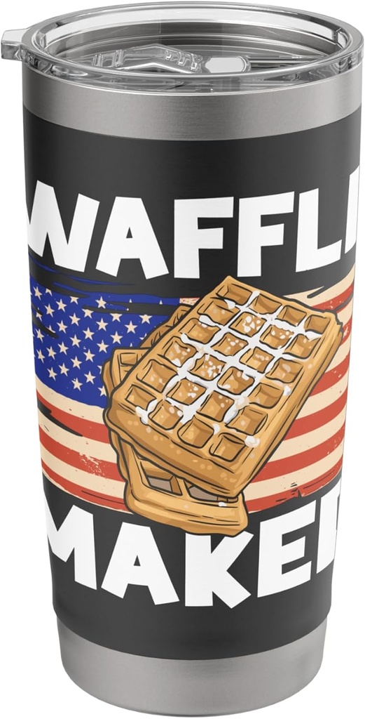 Waffle Maker Apparel Waffles Day USA American Flag Patriotic Stainless Steel Insulated Tumbler