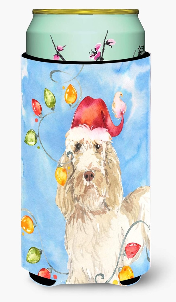 Caroline's Treasures CK2496TBC Christmas Lights Spinone Italiano Tall Boy Hugger Can Cooler Sleeve Hugger Machine Washable Drink Sleeve Hugger Collapsible Insulator Beverage Insulated Holder
