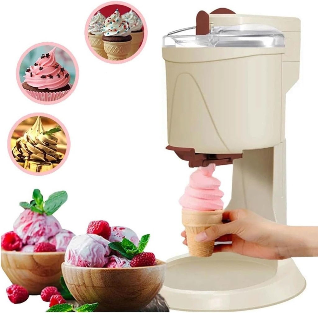 Soft Ice Cream Machine, 1000ML Household Semi-Automatic Ice Cream Making Machine, Fruit Dessert Yogurt Cone Ice Cream Maker