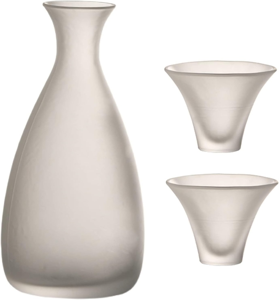 Sake Set Japanese, Sake Pot Set Traditional Sake Cup Handmade Design Glass Crafts Wine Glasses 3 Piece