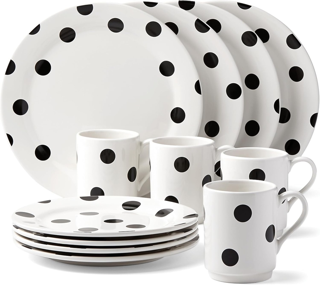 kate spade new york Deco Dot 12-Piece Dinnerware Set, White