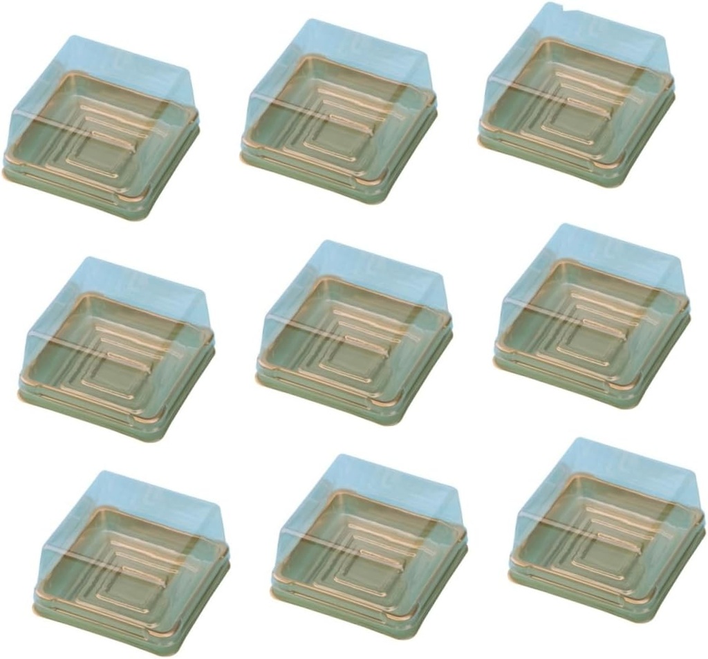 ABOOFAN 50 Pcs Square Food Packaging Boxes Plastic Moon Cake Tray with Lid Muffin Box for Cakes Cookies Breads Reusable Bakery Containers