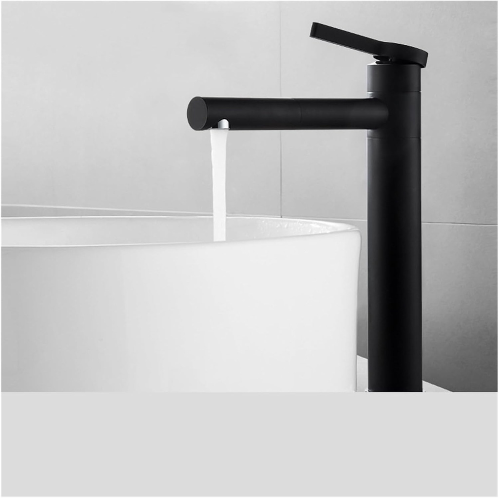 Basin Faucet Black Brass Faucet Hot and Cold Bathroom Sink Faucet Countertop Mounted Toilet White/Black Gold Vessel Faucet (Color : Black Tall)