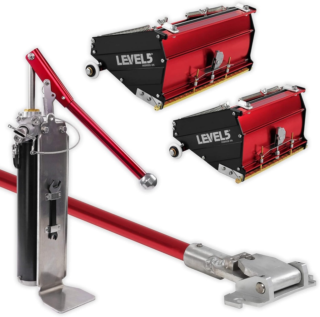 Flat Box Combo Set, MEGA Capacity - LEVEL5 | Pro-Grade | 7/10" MEGA Flat Boxes, 42" Box Handle, Compound Pump + Filler | Sheetrock Gyprock Wall Board | 4-614