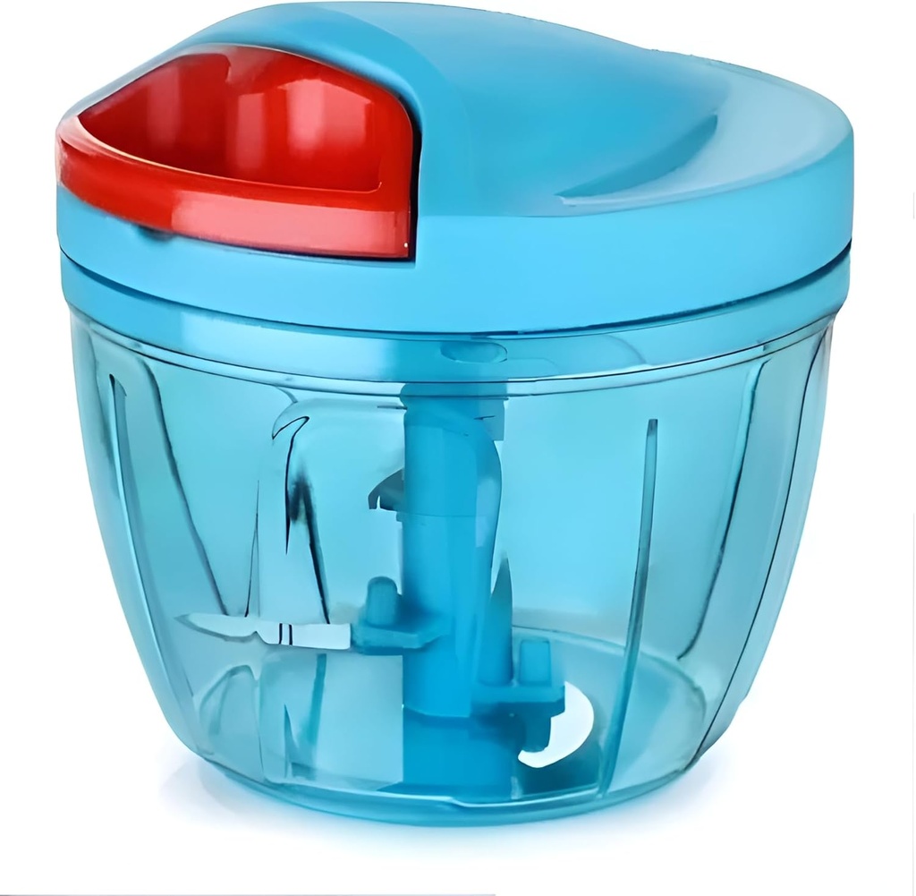 Manual Chopper Food Processor LARGE SIZE 750 ml - Fruits Nuts Salad Herbs Vegetable Dicer Slicer Cutter Portable Hand Pull String Onion Garlic Mince BPA Free Food Safe Material Blue