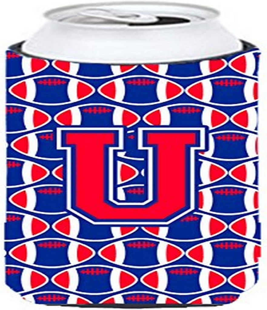 Caroline's Treasures CJ1076-UTBC Letter U Football Harvard Crimson and Yale Blue Tall Boy Hugger Can Cooler Sleeve Hugger Machine Washable Drink Sleeve Hugger Collapsible Insulator Beverage Insulated