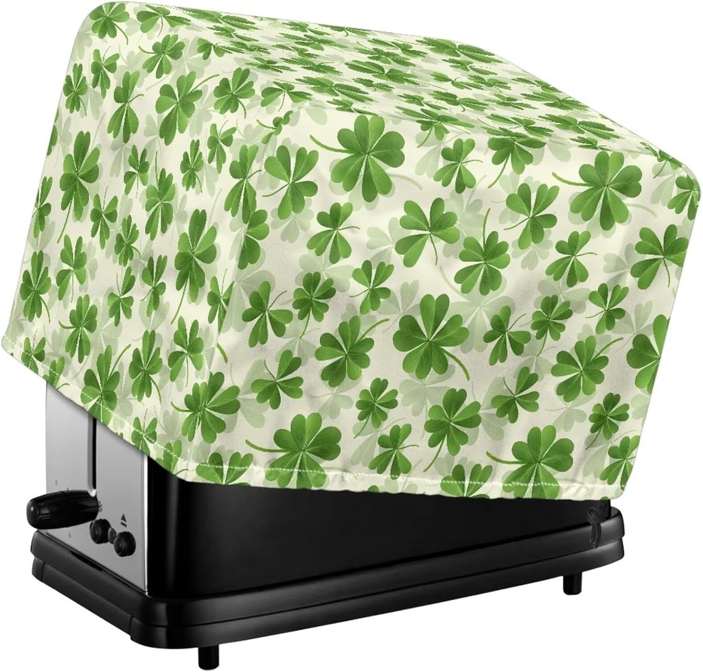 Talayituse Green Shamrock Print Toaster Cover Bread Machine Cover St. Patrick's Day Decor Fits for Most Standard 2 Slice Toasters, Keep Toaster Free From Dust And Fingerprint Oven Dustproof Cover, S