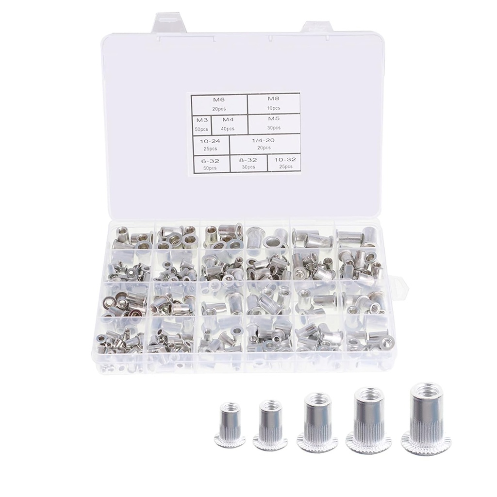 kimllier 300Pcs Rivet Aluminum Nuts Assortment Kit Rivet Set Nuts 150 Metric 150 SAE