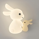 White Bunny Wall Sconce LED Dimmable Wall Light Cute Rabbit Wall Lamp Children's Room Wall Lighting Fixture Hardwired Sconces with Remote Control for Kids Bedroom Nursery
